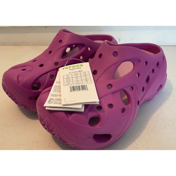 CROCS Shoes - Crocs Echo Caged Clog Wild Orchid Purple Womens 8 Mens 6 211141-5BV New